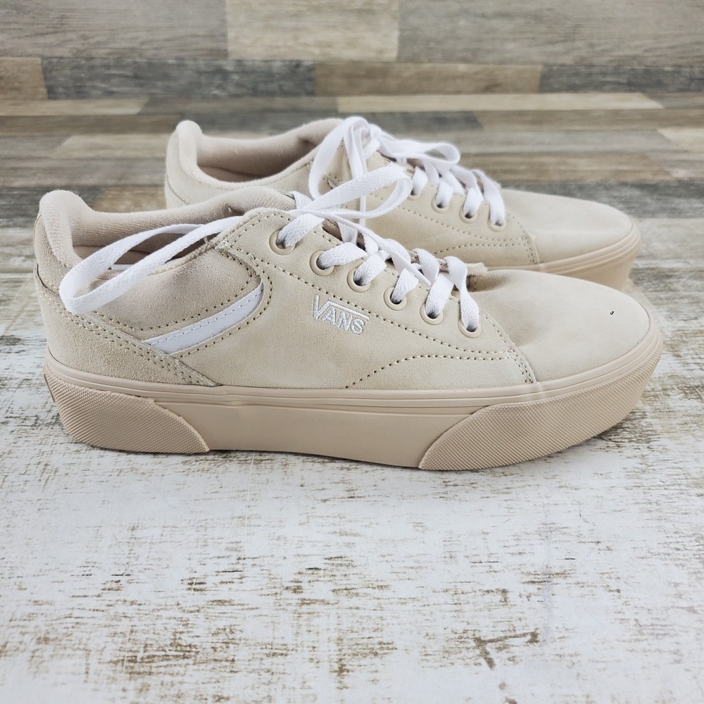 Vans Seldan Womens Shoes Sz 8.5 Creme Brulee Leather Lace-Up Low Top Sneakers
